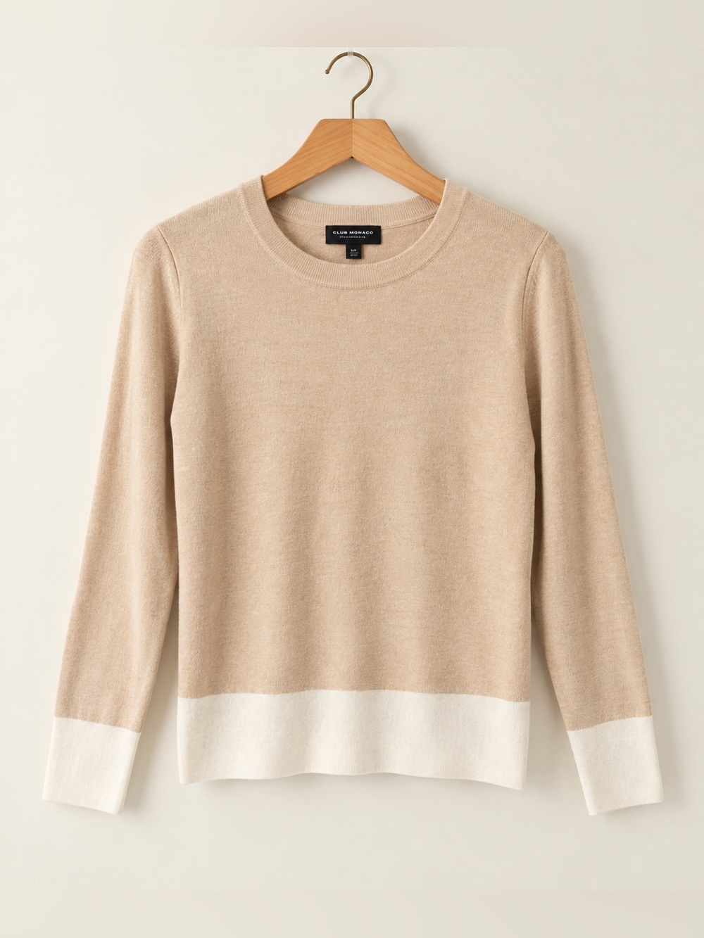 Club Monaco | Mackenzie Sweater Neutral Crew Neck Merino Wool Quiet Luxury